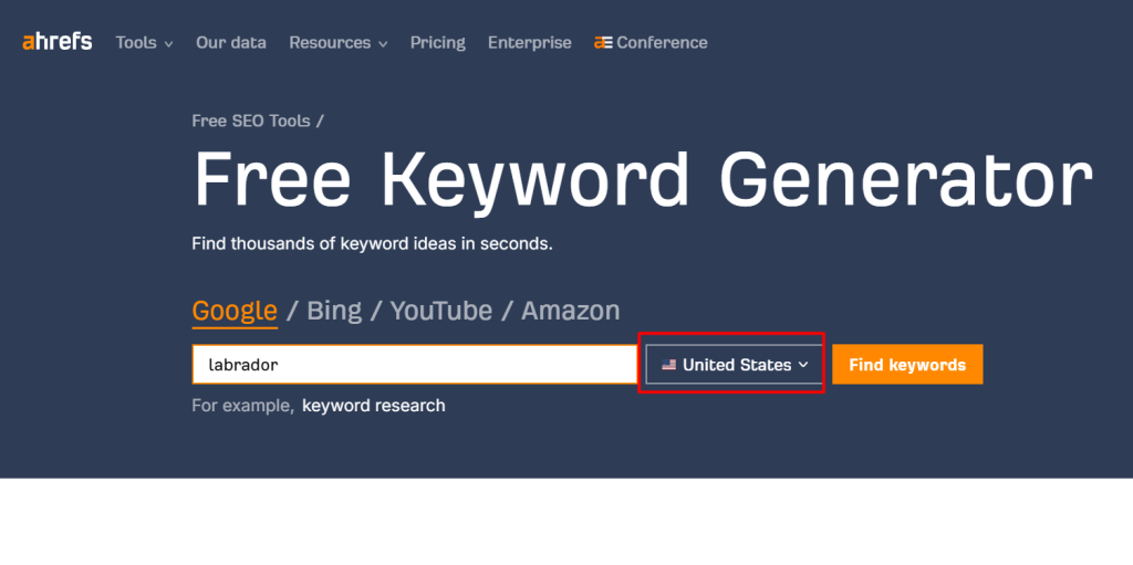 how to use Free keyword generator with ahrefs free