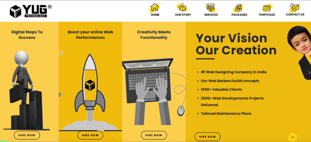 yug technology website user interface