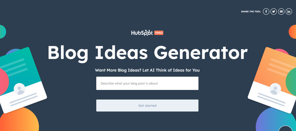 Hubspot Blog Ideas Generator User Interface