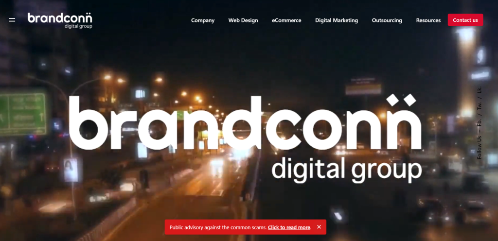 brandconn digital group website user interface