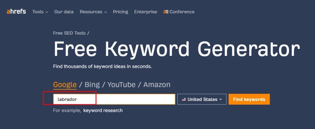 how to use Free keyword generator with ahrefs free